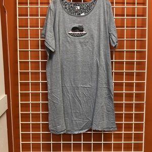 Womens Poly Cotton Mix Night Shirt with Embroidered Patch